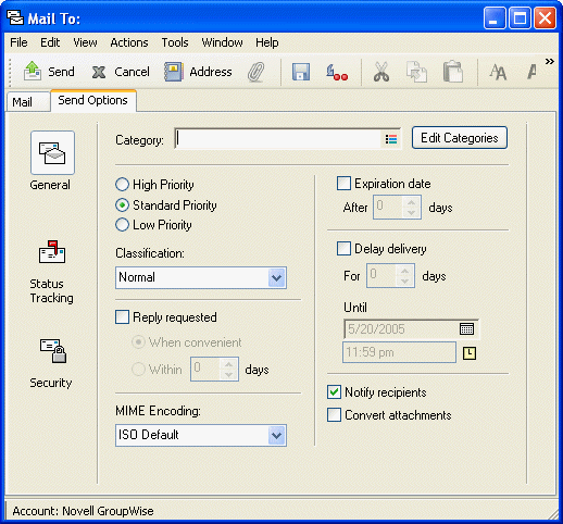 Mail view send options