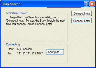 Busy Search dialog box in Remote mode