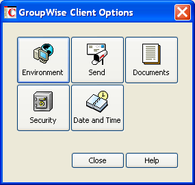 GroupWise Client Options dialog box