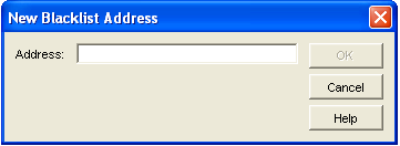 New Blacklist Address dialog box