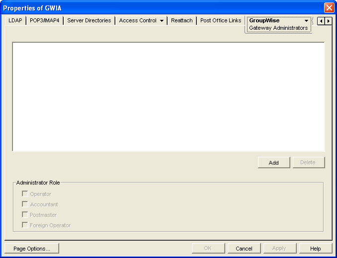 Gateway Administrators property page