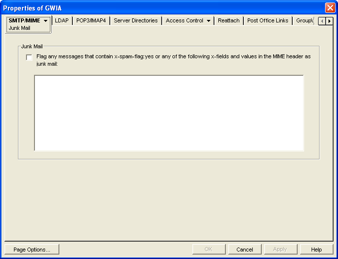 Junk Mail property page