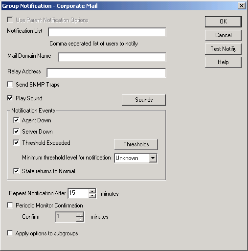 Notification dialog box