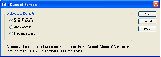Edit Class of Service dialog box