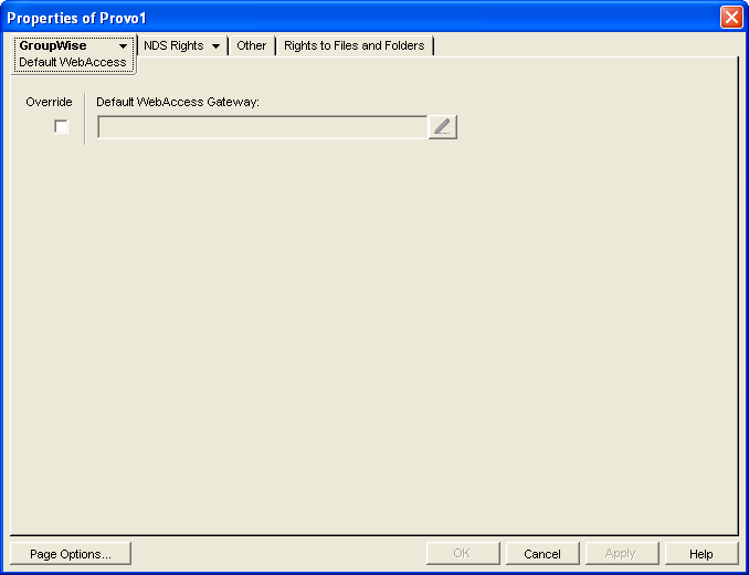 Default WebAccess property page