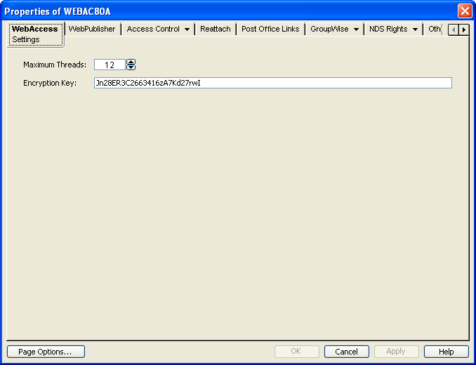 WebAccess Settings property page