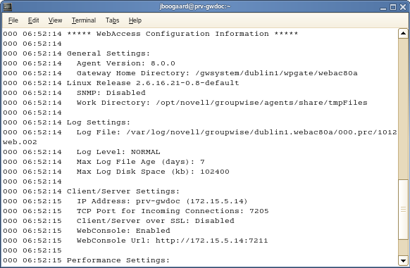 WebAccess terminal window