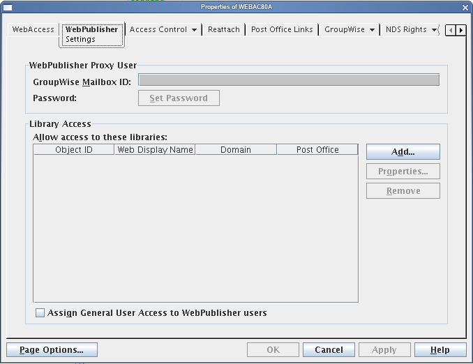 WebPublisher property page