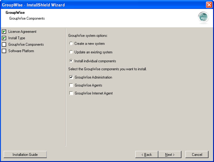 Administrative Options page