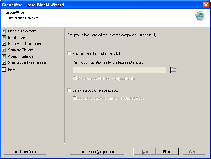 Installation Complete page