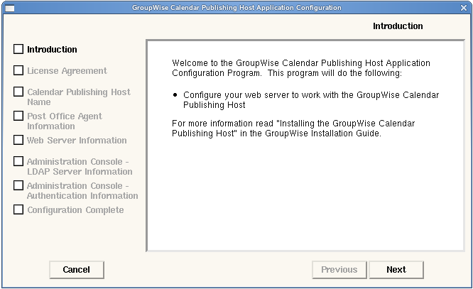 Calendar Publishing Host Installation program