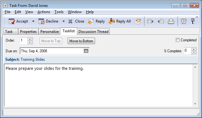 Tasklist tab