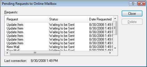 Pending Requests dialog box