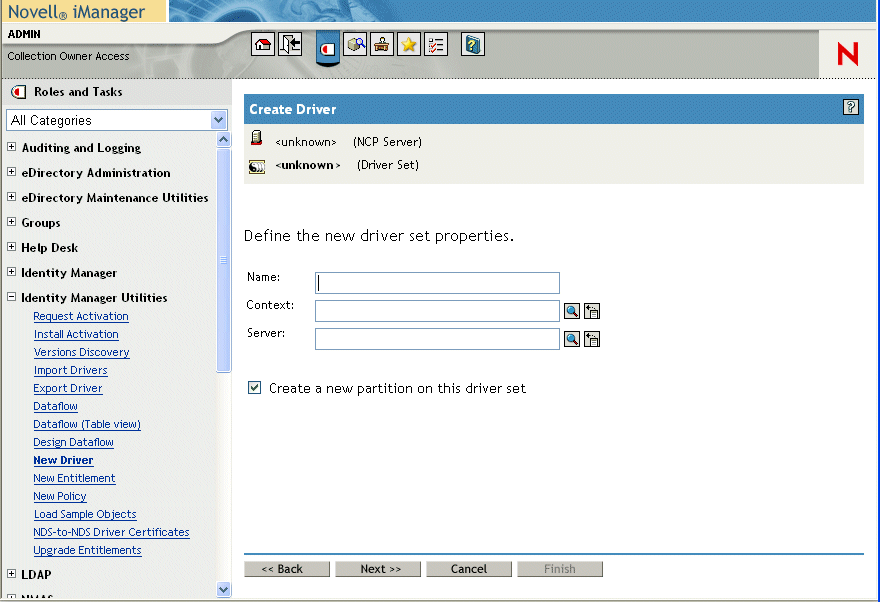 Define properties for new driver set