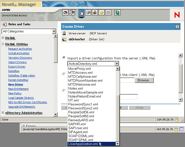 Select UserApplication.xml