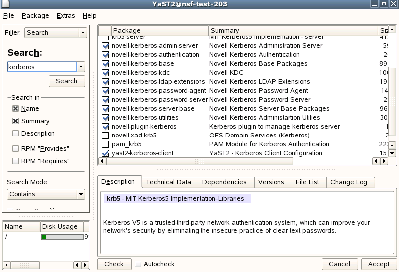 Novell KDC Packages