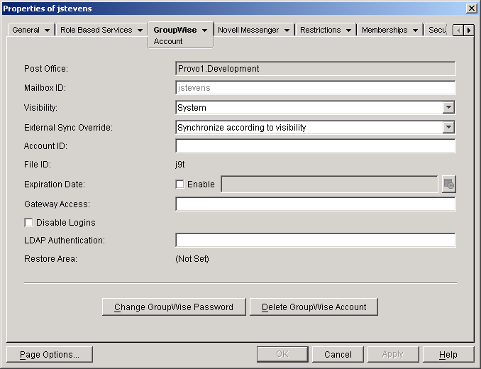 User property page