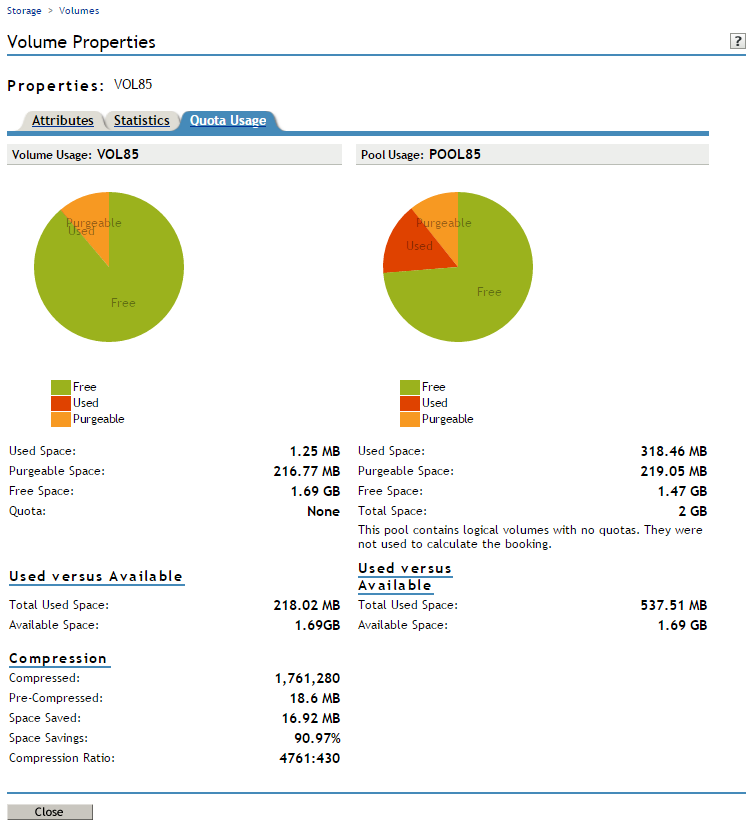 Example Quotas Usage Report