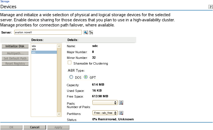 Sample Device Management Page