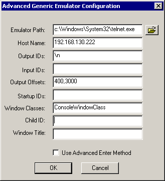 The Terminal Launcher configuration dialog box