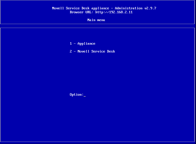 Appliance Main Menu
