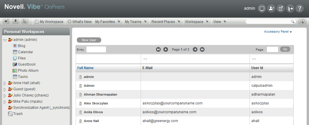 Novell Teaming Personal Workspaces
