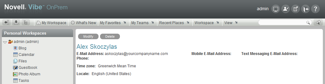 Novell Teaming pre-login user workspace