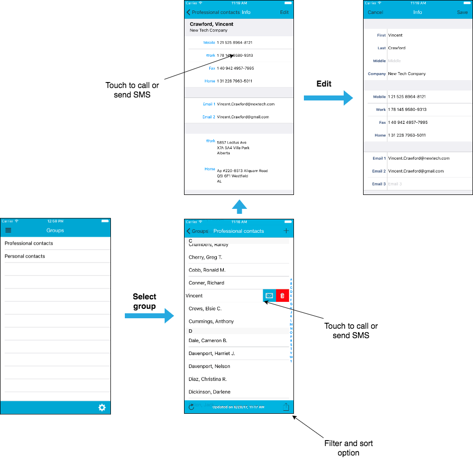 quick workspace contacts