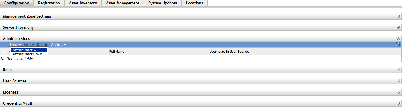 Configuration page