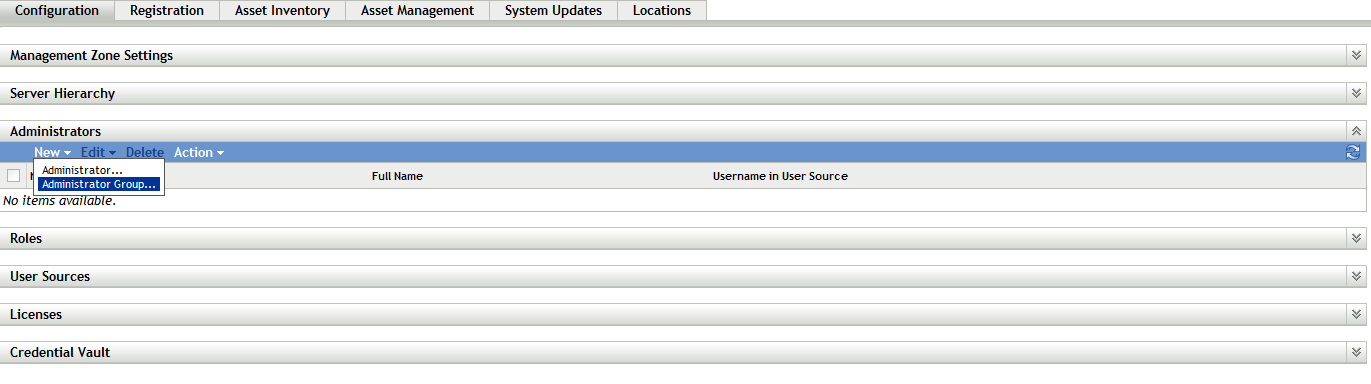 Configuration page