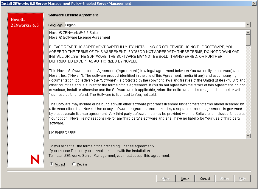 Software License Agreement page