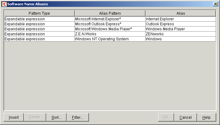 Software Name Aliases