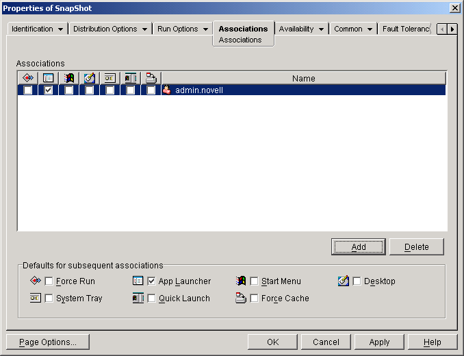 Application object Association page