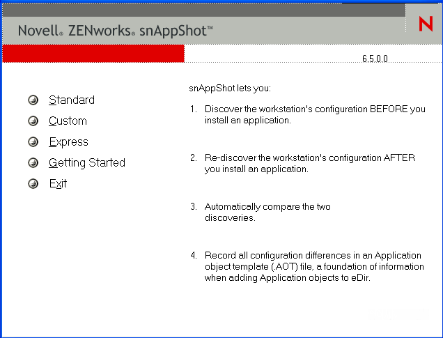 snAppShot main menu