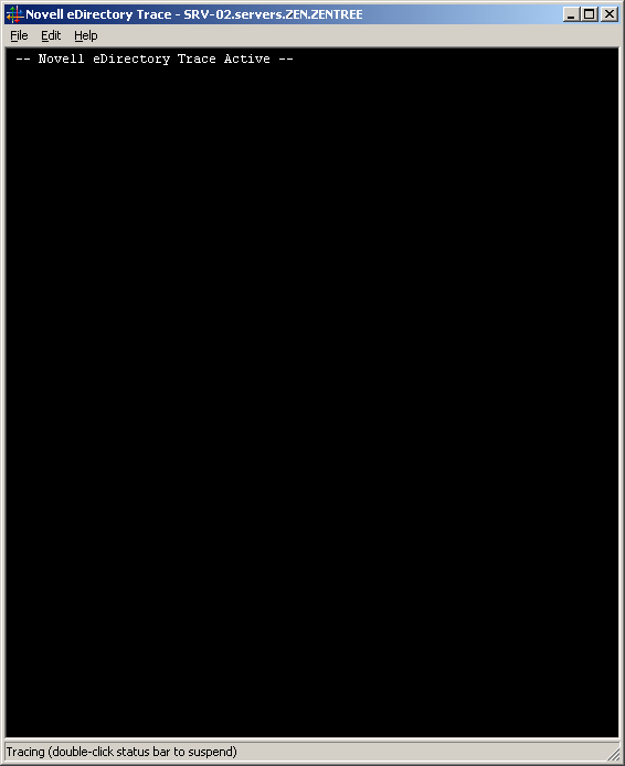 The Novell eDirectory Trace window.