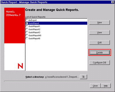 Deleting a Quick Report