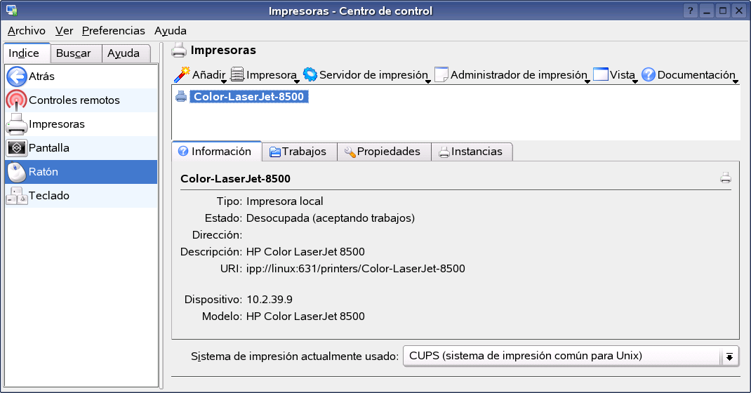 Comparacin de la carpeta Impresoras y faxes de Windows con la vista Impresoras de Novell Linux Desktop