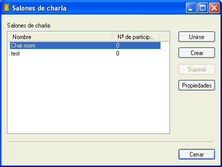 Búsqueda de salones de charla