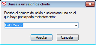 Recuadro de diálogo Unirse a un salón de charla