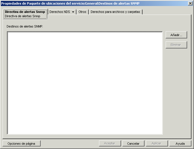 Página Directiva de alertas SNMP