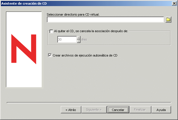 Asistente de creación de CD: Página Seleccionar directorio