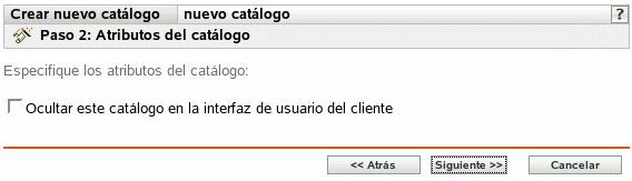 Página Atributos del catálogo