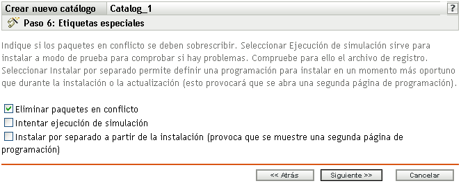 Página Etiquetas especiales
