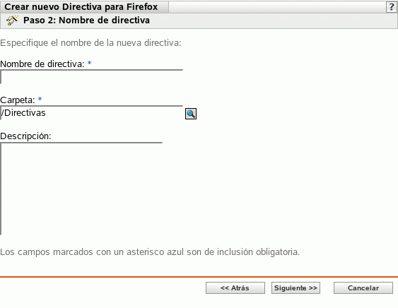 Página Nombre de directiva