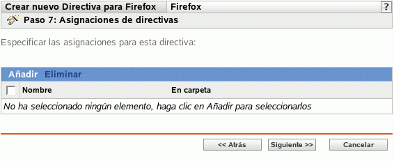 Página Asignaciones de directivas