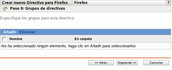 Página Grupos de directivas