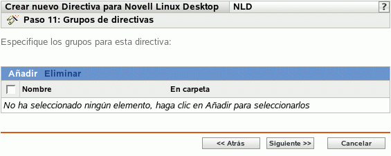 Página Grupos de directivas