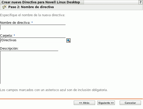 Página Nombre de directiva