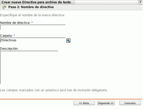 Página Nombre de directiva