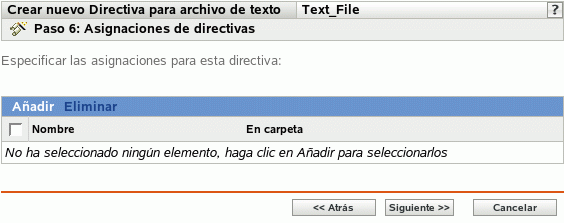Página Asignaciones de directivas